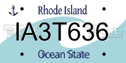 IA3T636 Rhode Island License Plate