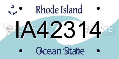 IA42314 Rhode Island License Plate