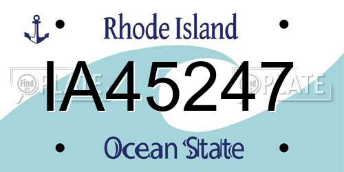 IA45247 Rhode Island License Plate