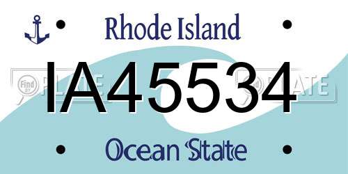 IA45534 Rhode Island License Plate