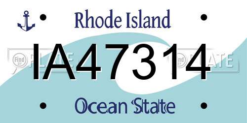 IA47314 Rhode Island License Plate