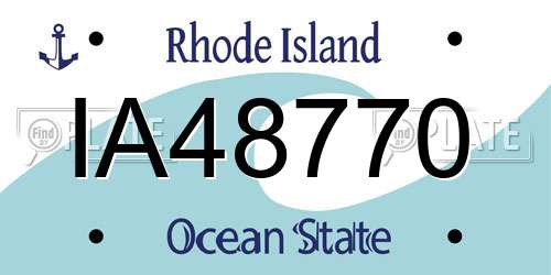 IA48770 Rhode Island License Plate