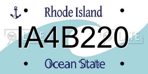 IA4B220 Rhode Island License Plate
