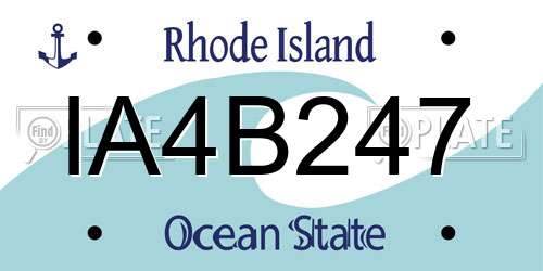 IA4B247 Rhode Island License Plate