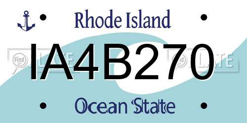 IA4B270 Rhode Island License Plate