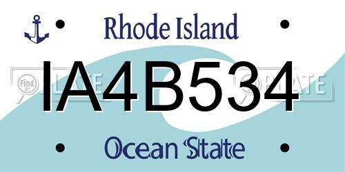 IA4B534 Rhode Island License Plate