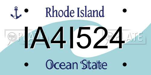 IA4I524 Rhode Island License Plate