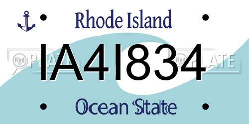 IA4I834 Rhode Island License Plate