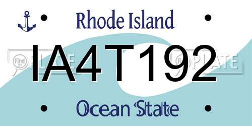 IA4T192 Rhode Island License Plate