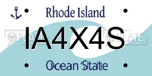 IA4X4S Rhode Island License Plate