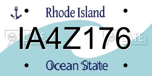 IA4Z176 Rhode Island License Plate