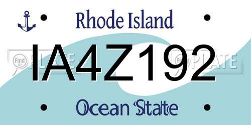 IA4Z192 Rhode Island License Plate