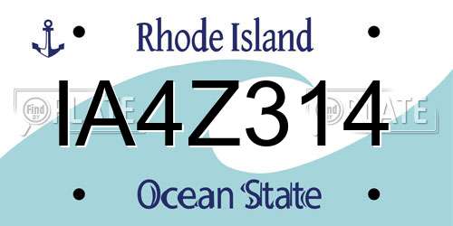 IA4Z314 Rhode Island License Plate