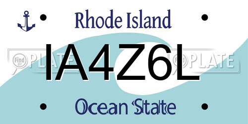 IA4Z6L Rhode Island License Plate