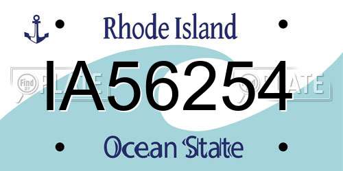 IA56254 Rhode Island License Plate