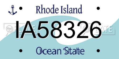 IA58326 Rhode Island License Plate