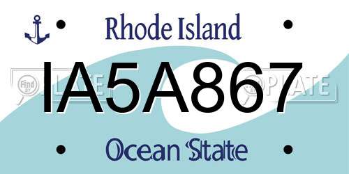 IA5A867 Rhode Island License Plate