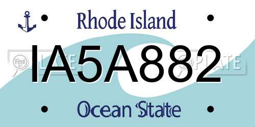IA5A882 Rhode Island License Plate