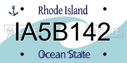 IA5B142 Rhode Island License Plate