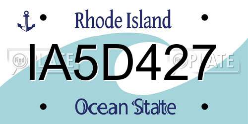 IA5D427 Rhode Island License Plate