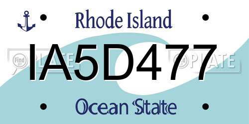 IA5D477 Rhode Island License Plate