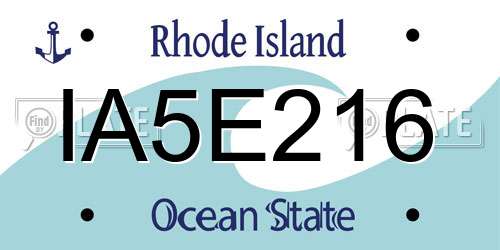 IA5E216 Rhode Island License Plate