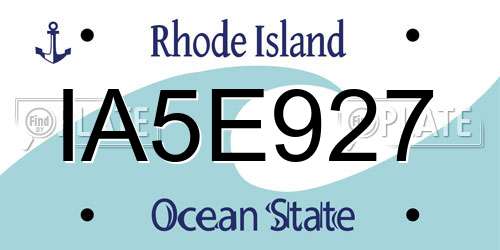 IA5E927 Rhode Island License Plate