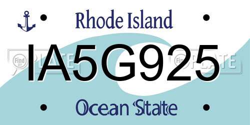 IA5G925 Rhode Island License Plate