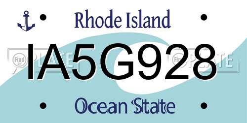 IA5G928 Rhode Island License Plate
