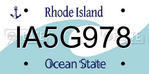 IA5G978 Rhode Island License Plate