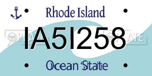 IA5I258 Rhode Island License Plate