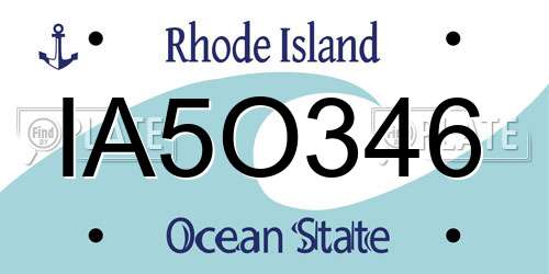 IA5O346 Rhode Island License Plate