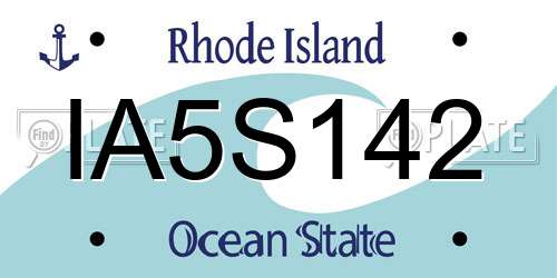 IA5S142 Rhode Island License Plate
