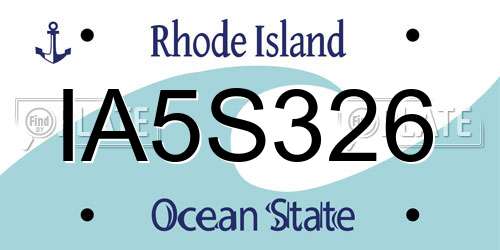 IA5S326 Rhode Island License Plate