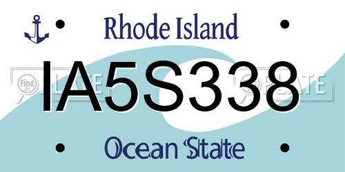 IA5S338 Rhode Island License Plate