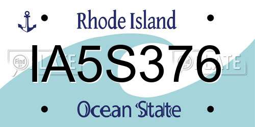 IA5S376 Rhode Island License Plate
