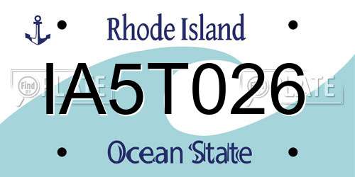 IA5T026 Rhode Island License Plate