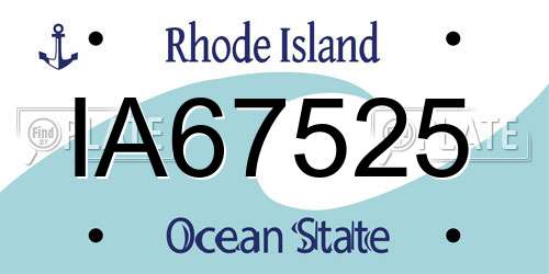 IA67525 Rhode Island License Plate
