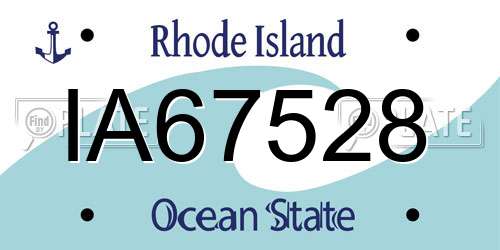 IA67528 Rhode Island License Plate