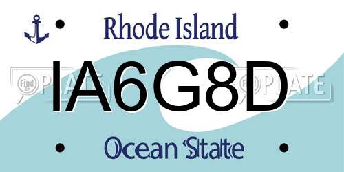 IA6G8D Rhode Island License Plate