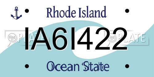 IA6I422 Rhode Island License Plate
