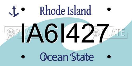 IA6I427 Rhode Island License Plate