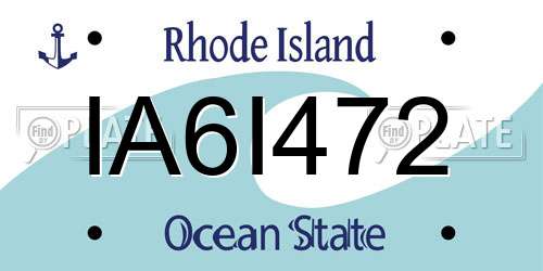 IA6I472 Rhode Island License Plate