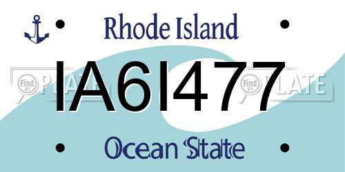 IA6I477 Rhode Island License Plate