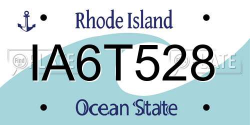 IA6T528 Rhode Island License Plate