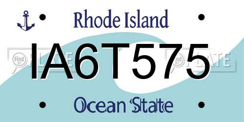 IA6T575 Rhode Island License Plate