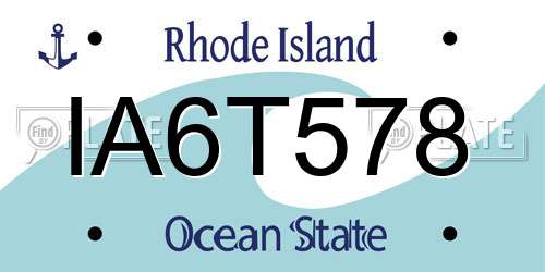 IA6T578 Rhode Island License Plate