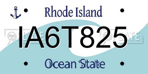 IA6T825 Rhode Island License Plate