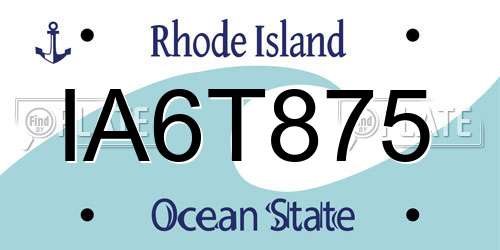 IA6T875 Rhode Island License Plate