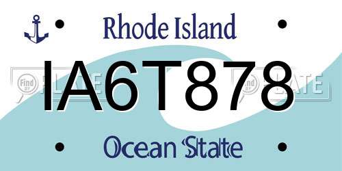 IA6T878 Rhode Island License Plate